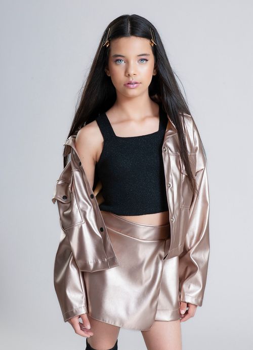 Top Cropped Tricot Shine  Preto