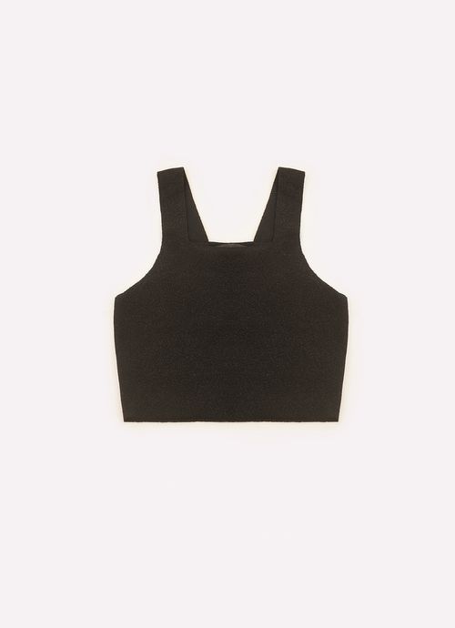 Top Cropped Tricot Shine  Preto