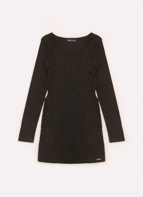 Vestido Ribana Cut Out Cristais  Preto