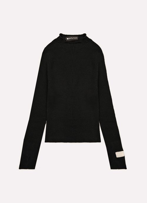 Blusa Tricot Canelada Sem Costura Preto