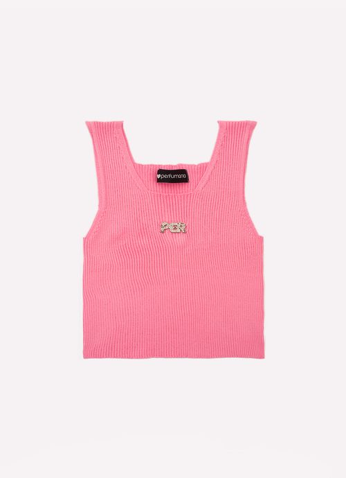 Cropped Tricot Sem Costura Canelado Pingente Per Ice Cream
