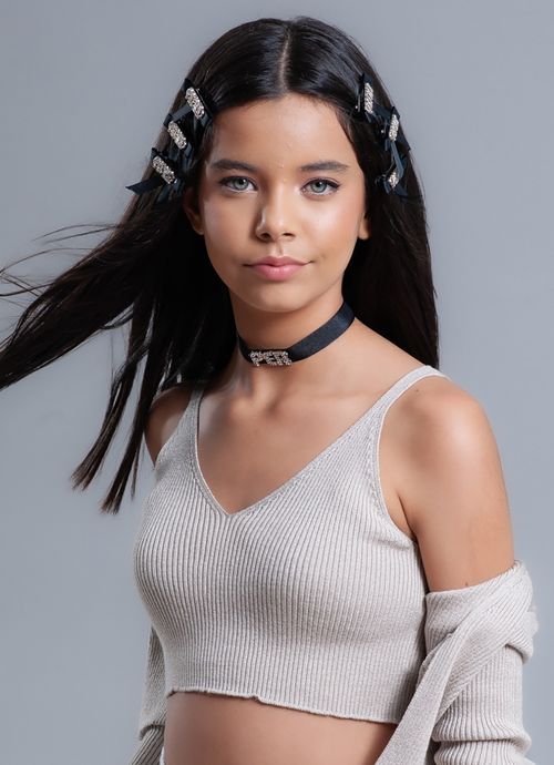 Cropped Tricot Alça Sem Costura Canelada Nuvem