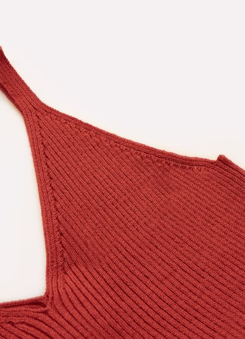 Cropped Tricot Alça Sem Costura Canelada