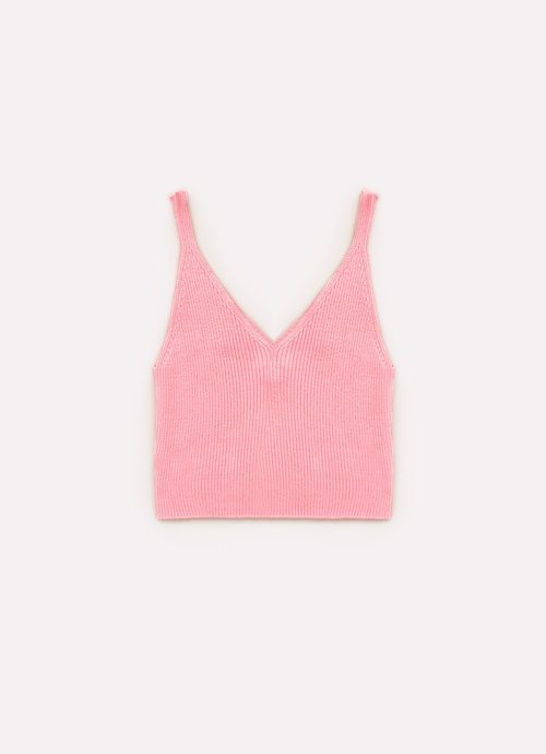 Cropped Tricot Alça Sem Costura Canelada Ice Cream